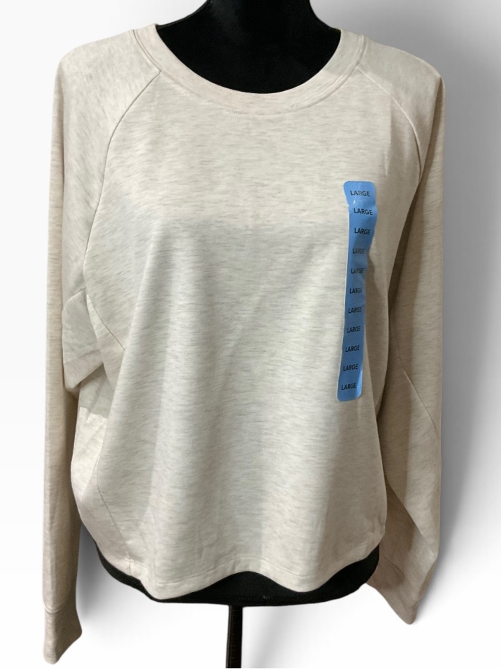 Express Cream Long Sleeve Crewneck Sweatshirt Size Large